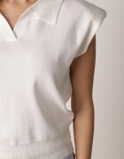 elsa.m by may Bluză viscoză albă tip pulover cu umeri întăriți și guler Katano