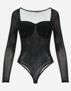 elsa.m by may Body Negru de Plasă cu Strass-uri Motaxe