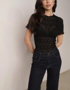 elsa.m by may Body Negru Mulat Din dantelă Cu mânecă scurtă Mirarina