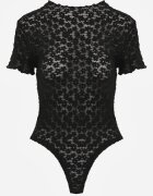 elsa.m by may Body Negru Mulat Din dantelă Cu mânecă scurtă Mirarina
