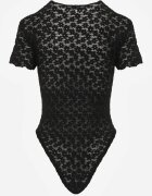 elsa.m by may Body Negru Mulat Din dantelă Cu mânecă scurtă Mirarina