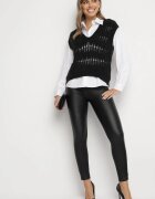 elsa.m by may Cămașă albă cu croi clasic și vestă tricotată neagră Irinellea