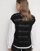 elsa.m by may Cămașă albă cu croi clasic și vestă tricotată neagră Irinellea