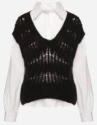 elsa.m by may Cămașă albă cu croi clasic și vestă tricotată neagră Irinellea