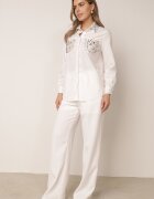 elsa.m by may Cămașă Albă cu Croială Clasică Decorată cu Zirconii Eiremsa