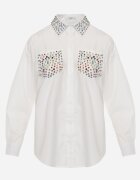 elsa.m by may Cămașă Albă cu Croială Clasică Decorată cu Zirconii Eiremsa