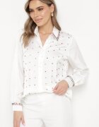 elsa.m by may Cămașă Albă cu Guler Decorativ cu Ținte și Zirconii Aiatla
