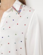elsa.m by may Cămașă Albă cu Guler Decorativ cu Ținte și Zirconii Aiatla