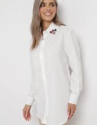 elsa.m by may Cămașă Albă cu Guler Triunghiular Decorat cu Cristale Narella