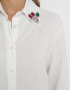 elsa.m by may Cămașă Albă cu Guler Triunghiular Decorat cu Cristale Narella