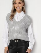 elsa.m by may Cămașă Albă cu un Croi Clasic cu o Vestă Tricotată Irinellea