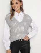 elsa.m by may Cămașă Albă cu un Croi Clasic cu o Vestă Tricotată Irinellea