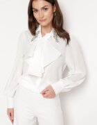 elsa.m by may Cămașă Albă cu Volan și Broșe Decorative cu Zirconii Ophiriel