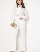 elsa.m by may Cămașă Albă cu Volan și Broșe Decorative cu Zirconii Ophiriel