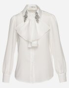 elsa.m by may Cămașă Albă cu Volan și Broșe Decorative cu Zirconii Ophiriel