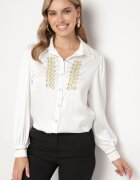 elsa.m by may Cămașă Albă de satin cu guler Decorată cu zirconii și perle Classa