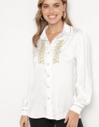 elsa.m by may Cămașă Albă de satin cu guler Decorată cu zirconii și perle Classa
