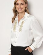 elsa.m by may Cămașă Albă de satin cu guler Decorată cu zirconii și perle Classa