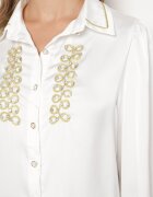 elsa.m by may Cămașă Albă de satin cu guler Decorată cu zirconii și perle Classa