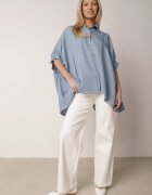 elsa.m by may Cămașă albastră deschisă tip liliac oversize din viscoză cu mâneci 3/4 Mathei