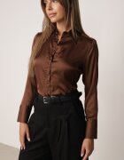 elsa.m by may Cămașă clasică din satin cu guler cu colțuri mai lungi și manșete largi Nirche Maro