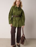 elsa.m by may Cămașă Lungă Verde Oversize din Bumbac și Viscoză cu Cordon cu Cataramă Thessalonike