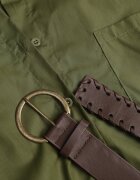 elsa.m by may Cămașă Lungă Verde Oversize din Bumbac și Viscoză cu Cordon cu Cataramă Thessalonike