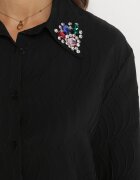 elsa.m by may Cămașă Neagră cu Guler Triunghiular Decorat cu Cristale Narella