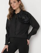 elsa.m by may Cămașă Neagră Netedă cu nasturi cu floare decorativă Wenia