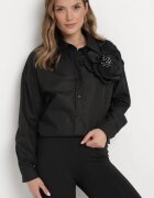 elsa.m by may Cămașă Neagră Netedă cu nasturi cu floare decorativă Wenia