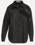 elsa.m by may Cămașă Neagră Netedă cu nasturi cu floare decorativă Wenia