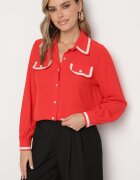 elsa.m by may Cămașă Roșie cu nasturi bijuterii și paspoale elegante Athehir