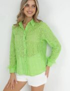 elsa.m by may Cămașă Verde de Dantelă cu Pene la Mâneci Coile