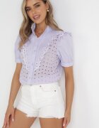 elsa.m by may Cămașă Violet Dantelată cu guler înalt și Broderie Decorativă Astralee