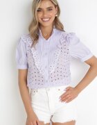 elsa.m by may Cămașă Violet Dantelată cu guler înalt și Broderie Decorativă Astralee
