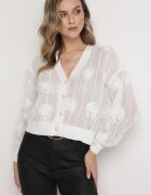 elsa.m by may Cardigan Ajurat Alb cu Flori Helallia