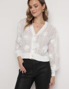 elsa.m by may Cardigan Ajurat Alb cu Flori Helallia