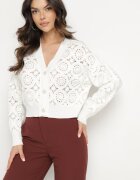 elsa.m by may Cardigan alb ajurat cu nasturi Nivone