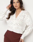 elsa.m by may Cardigan alb ajurat cu nasturi Nivone