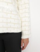 elsa.m by may Cardigan Alb-Bej din Vâscoză cu nasturi bijuterie cu fir metalic Nolessa