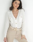 elsa.m by may Cardigan Alb cu Butoane cu Bijuterii Gossi