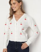 elsa.m by may Cardigan Alb cu Cireșe Brodate Niralia