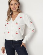 elsa.m by may Cardigan Alb cu Cireșe Brodate Niralia