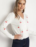 elsa.m by may Cardigan Alb cu Cireșe Brodate Niralia