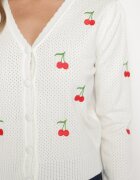 elsa.m by may Cardigan Alb cu Cireșe Brodate Niralia