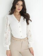 elsa.m by may Cardigan Alb cu Mâneci Ajurate Oltek