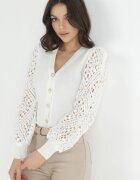 elsa.m by may Cardigan Alb cu Mâneci Ajurate Oltek
