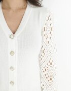 elsa.m by may Cardigan Alb cu Mâneci Ajurate Oltek