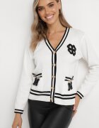 elsa.m by may Cardigan Alb cu nasturi bijuterie și aplicații Reaksmey