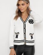 elsa.m by may Cardigan Alb cu nasturi bijuterie și aplicații Reaksmey